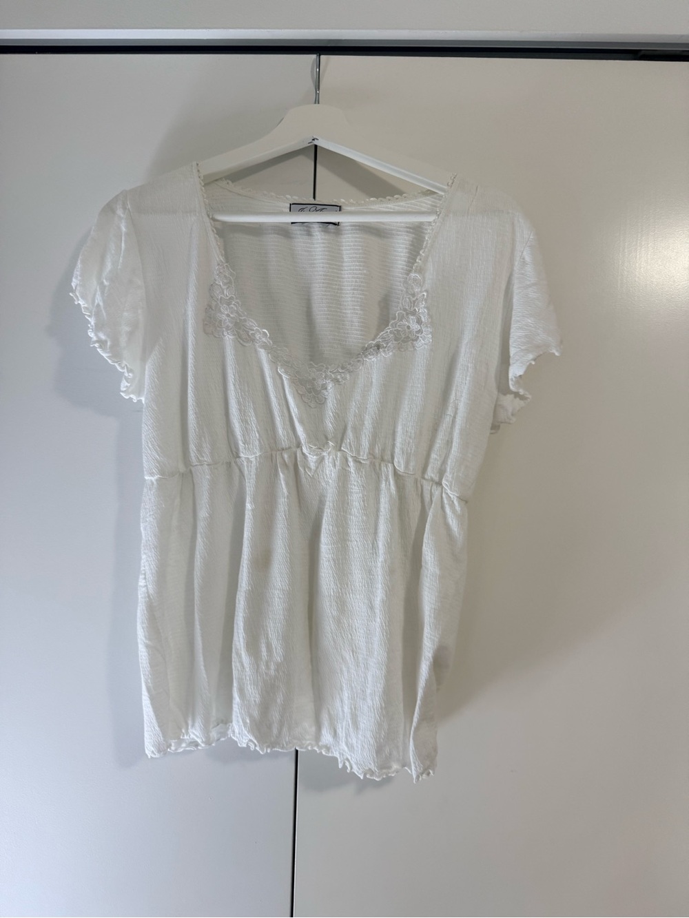 Vintage White summer 100 percent cotton Lace Trim Peasant sleepwear